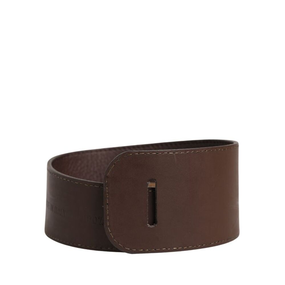 GF Ferre Brown Genuine Leather Logo Wide Waist Women Women's Belt